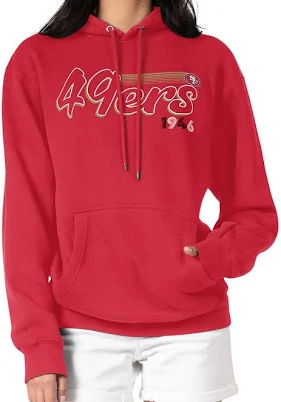 Women's Starter Scarlet San Francisco 49ers Groovy Script Pullover Hoodie