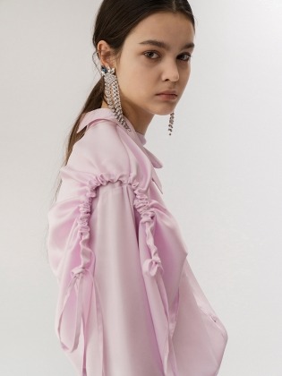 19FW Draw String Layered Satin Shirt
