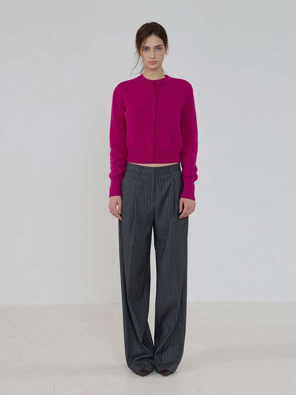 Striped Three Set-up Suit Two-tuck Wool Slacks