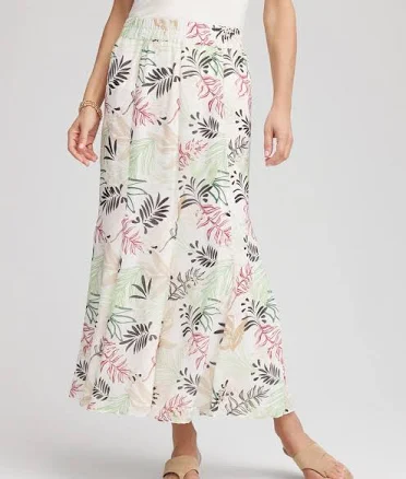 Chico's Women's Floral Embroidered Crinkle Maxi Skirt