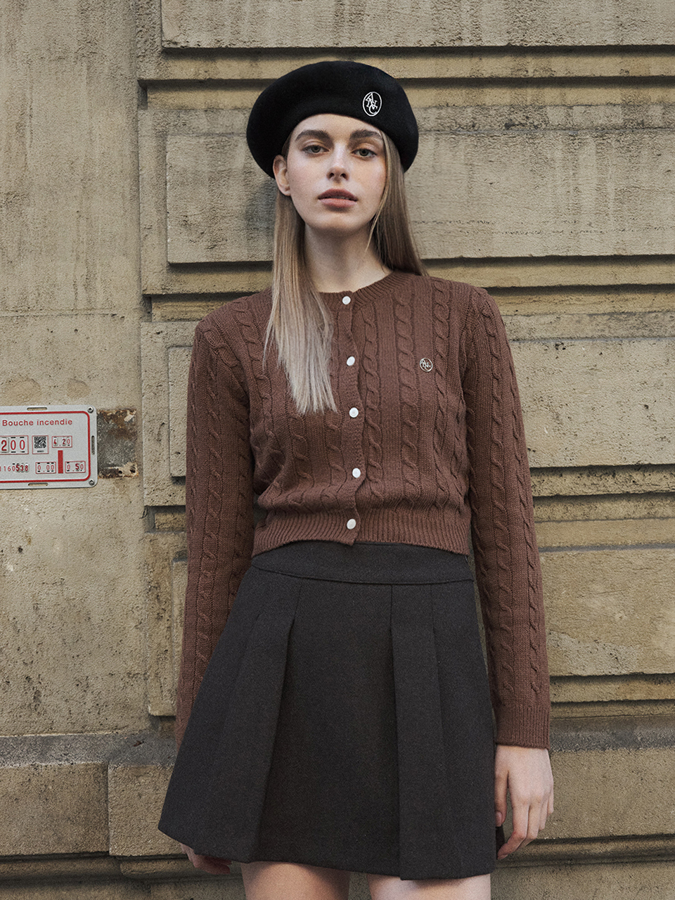 Anc Gold Cable Cardigan_Brown