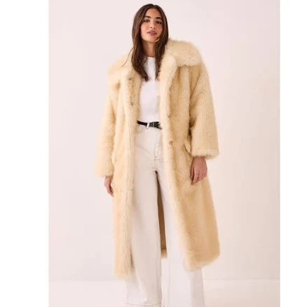Nasty Gal Women's Belted Tipped Faux Fur Coat
