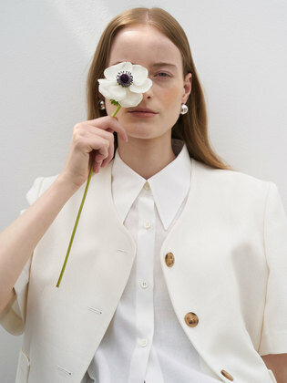 Linen Tweed Cropped Blazer