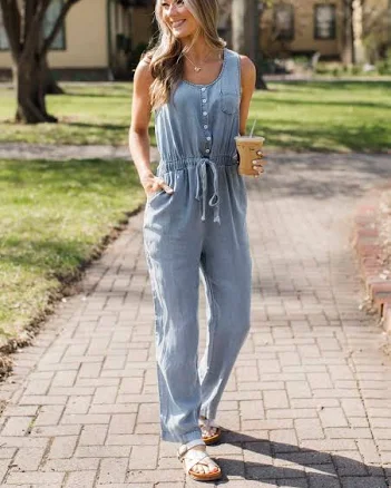 Doe & Rae Timeless Classic Chambray Jumpsuit