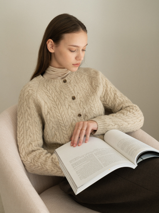 Wool Cable Cardigan