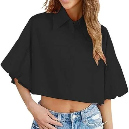 Women's Puff Sleeve Crop Top