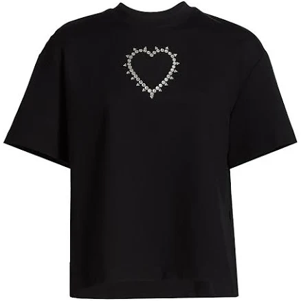 Crystal Heart Cut-Out T-Shirt