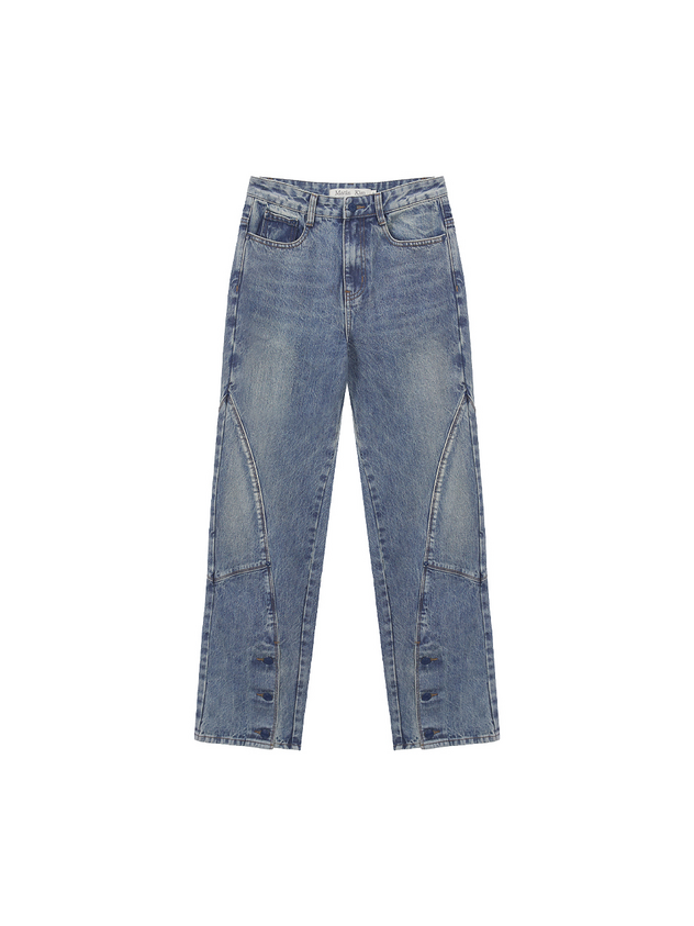 Diagonal Damage Denim Pants