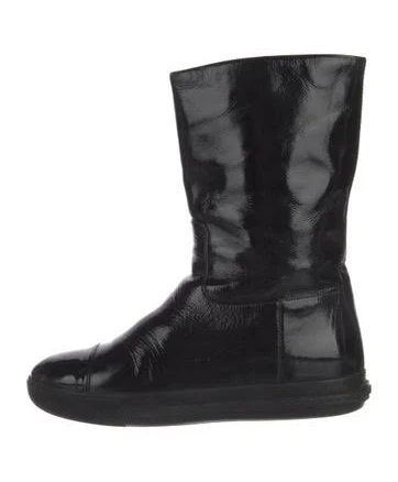 Miu Miu Patent Leather Boots in Black, Women's IT 35 | 5