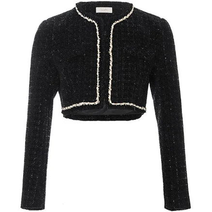 SINCETHEN Dazzling Tweed Chain-Trim Jacket