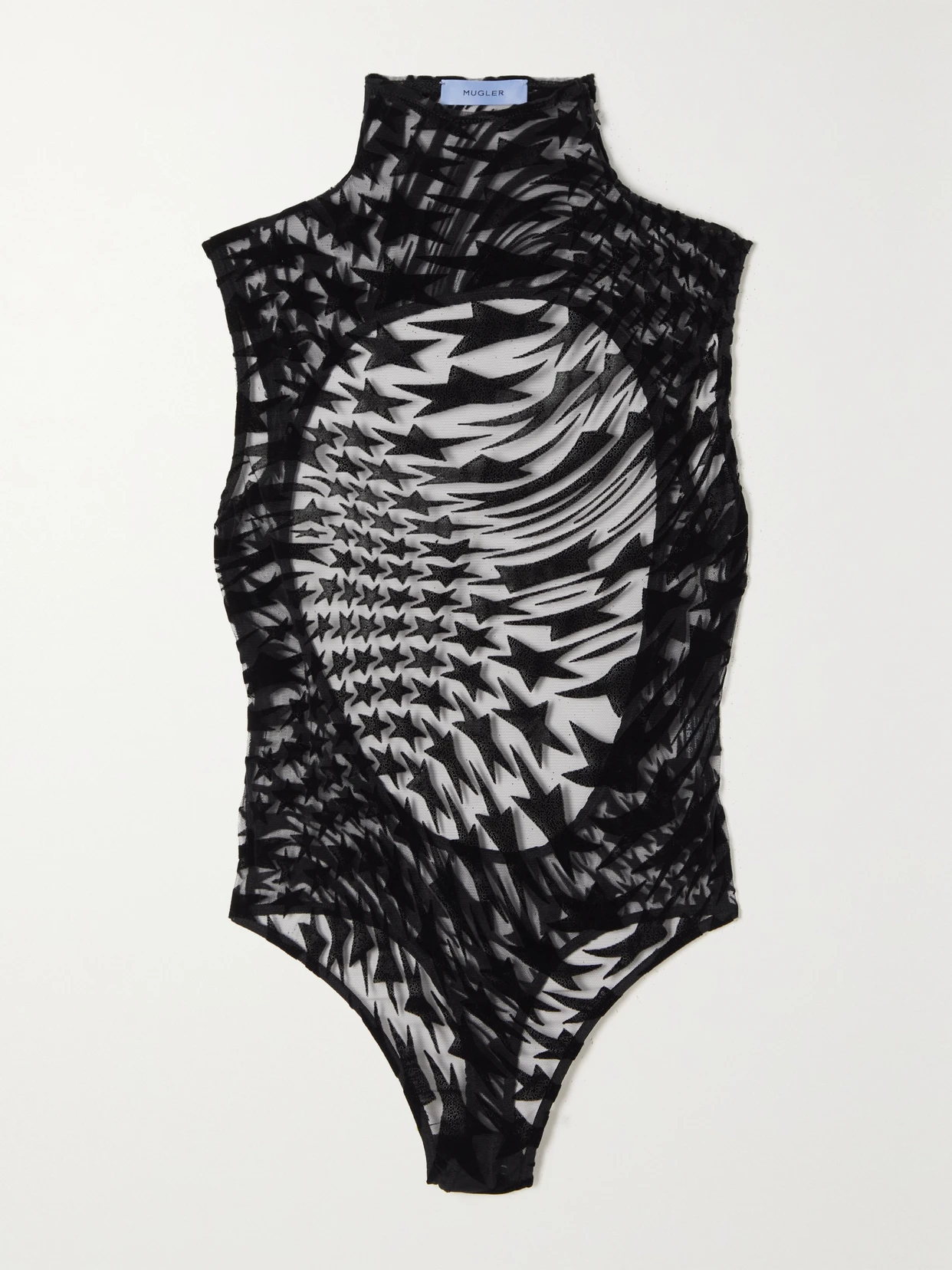 Black Flocked Bodysuit