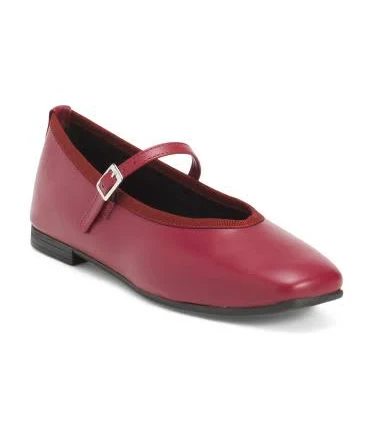 Women's Square Toe Leather Ballerina Flats