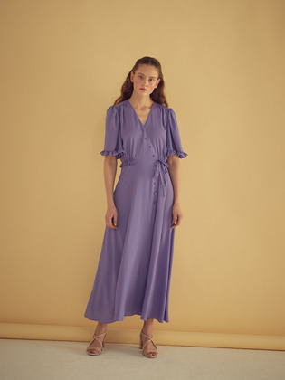 Ruffle Long Wrap Dress