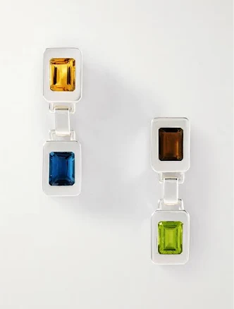 Loren Stewart Roca Link Silver Multi-stone Earrings