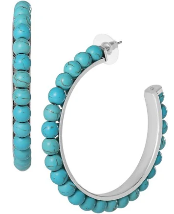Jessica Simpson Faux Turquoise Half Hoop Earrings