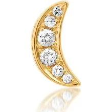 14k Yellow Gold Chubby Pavé Diamond Moon Stud