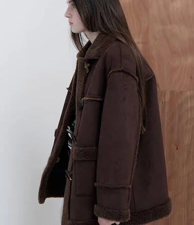 SUEDE MUSTANG HALF JACKET BROWN