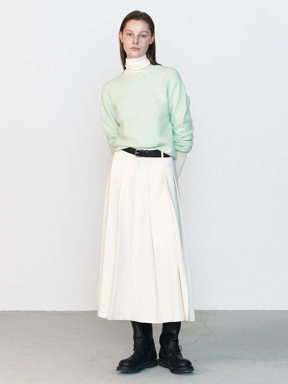 Wool Blend Melange Knit Pullover