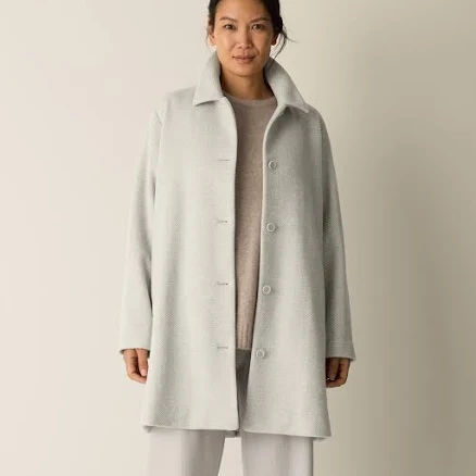 Eileen Fisher Women's Classic Collar Wool Herringbone Coat