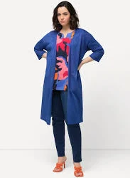 Glitter Knit Longline Open Shape 3/4 Sleeve Cardigan