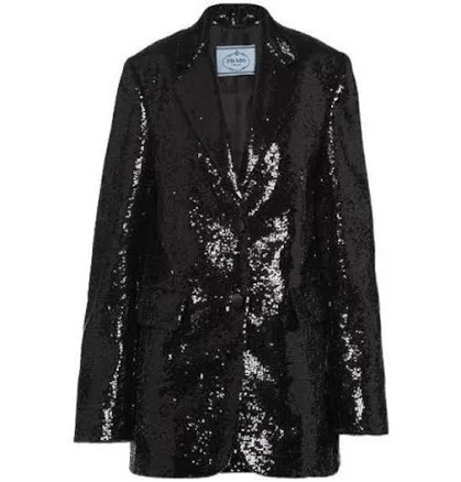 Prada Women's Sequin-Embellished Tailored Blazer - Black - Formal jackets