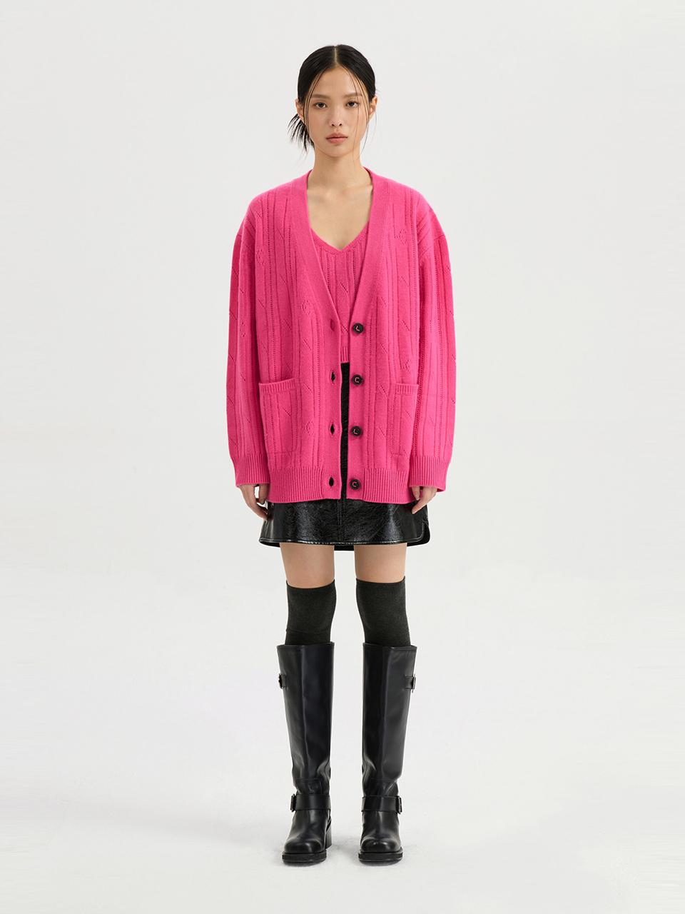 Cable Cashmere Knit Cardigan (pink)_LFWCW24420PIX