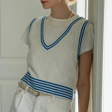 Siyazu Marine Cable Knit Vest by W Concept