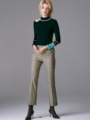 Check Boots Cut Pant