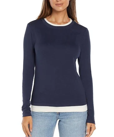 Three Dots Women's Veronica Layered Long Sleeve Tee