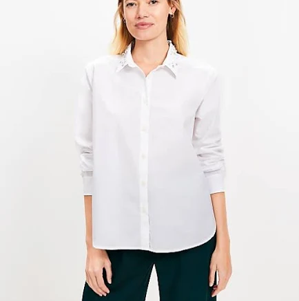 Loft Women's Sparkle Collar Poplin Shirt
