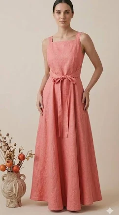 Sleeveless Square Neck Linen Maxi Dress