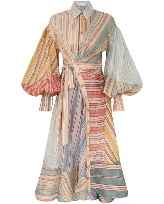 Zimmermann Rebellion Striped Midi Dress