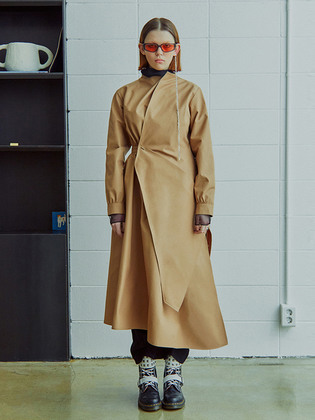 Asymmetry Draped Waterproof Coat