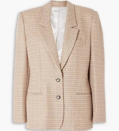 Alessandra Rich Women's Oversized Sequined Checked Bouclé-tweed Blazer