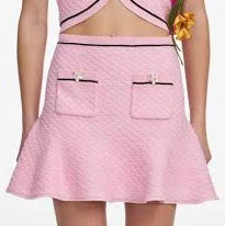 Self Portrait Flower Knit Mini Skirt