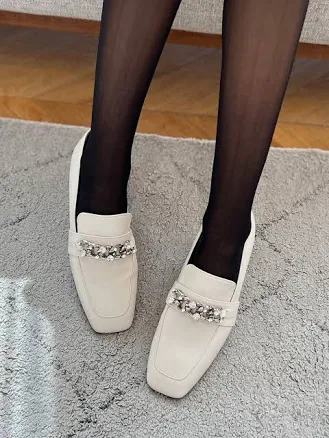 SHOEHI Regina Cristal Chain Loafer
