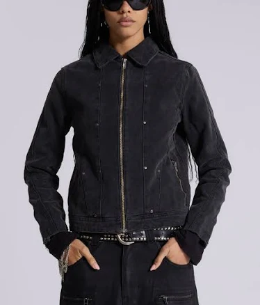 Jaded London Rebel Military Stud Denim Jacket