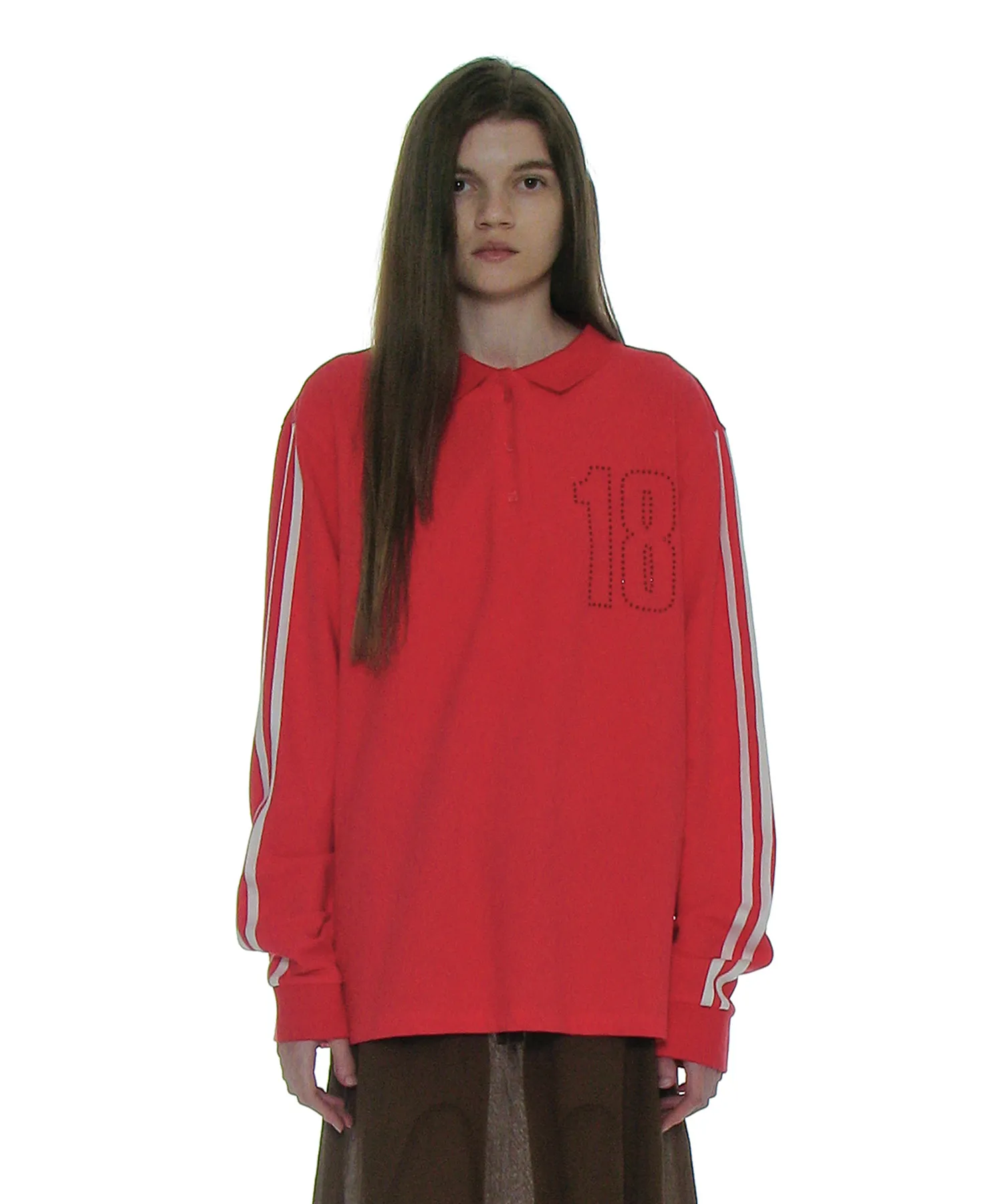 18 Sports Polo Long Sleeve Tee_Red