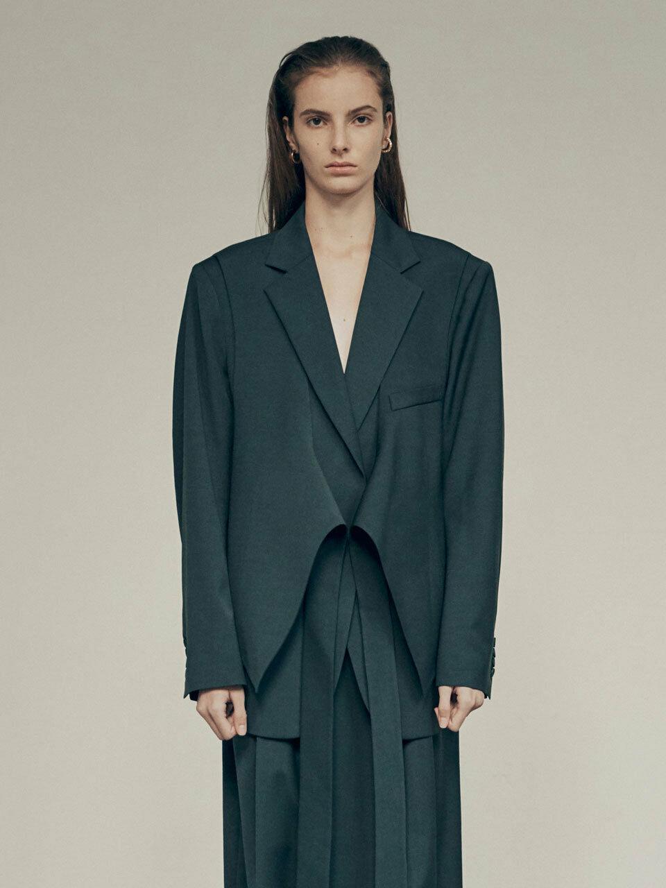 Layered Blazer Blue Green