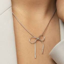 WREN Delicate Silver Bow Ribbon NecklaceWREN Delicate Silver Bow Ribbon Necklace