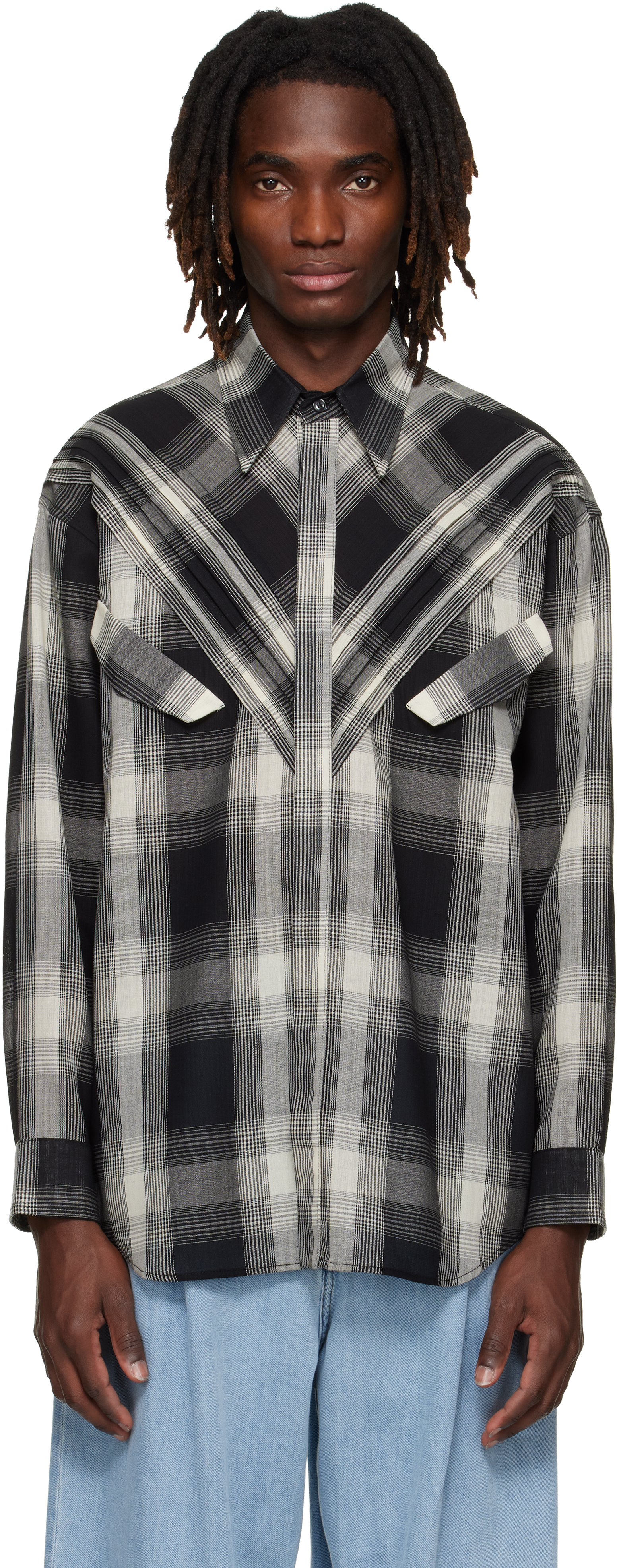 Black & Off-White Chevron Shirt