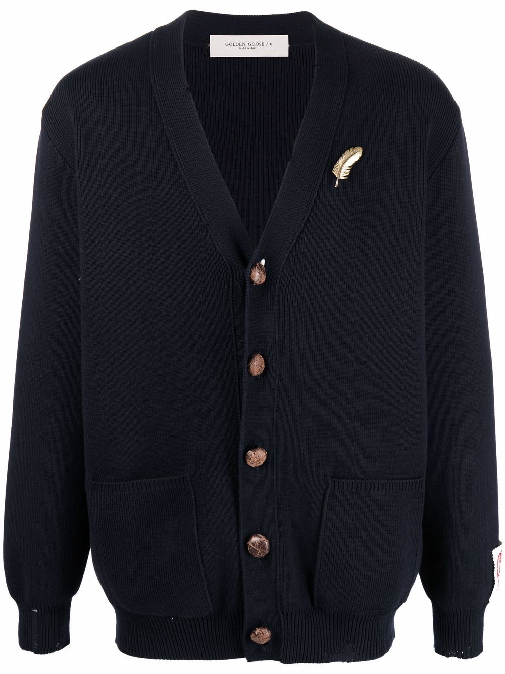 Feather-pin Knitted Cardigan