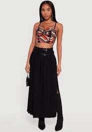 Abstract Print Convertible Bustier Top - ORANGE MULTI / L