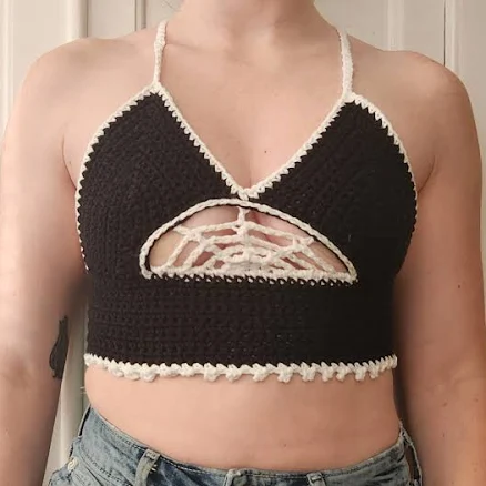 Spider Web Cut Out Crop Top