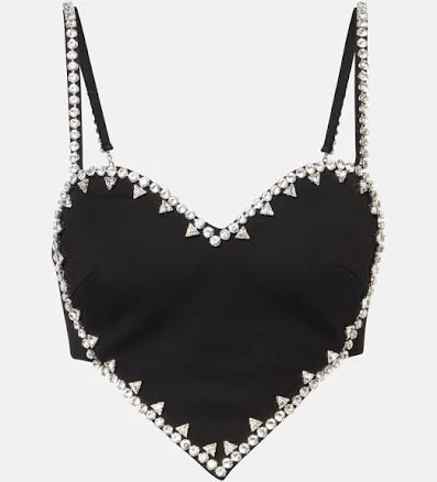 Crystal-embellished Heart Crop Top
