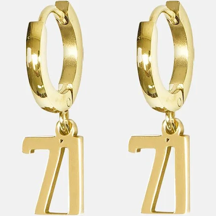 SLEEFS Gold Plated Stainless Steel 71 Number Earring