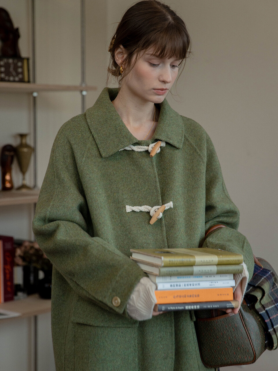 VIOLA Handmade Duffle Coat_Moss Green