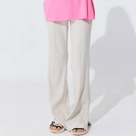 W Concept Linen Semi-Bootcut Trousers