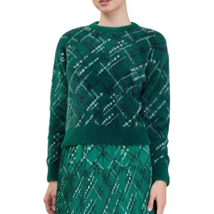 Current Air Women's Argyle Fuzzy Knit Sweater