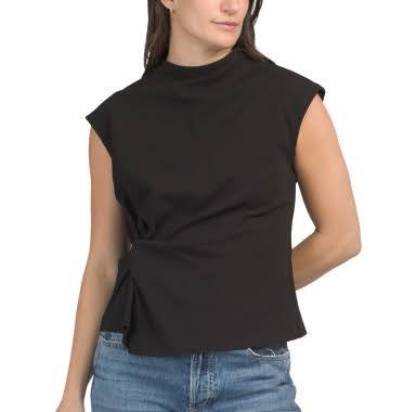 Women's Scuba Ponte Mock Neck Short Sleeve T-ShirtWomen's Scuba Ponte Mock Neck Short Sleeve T-Shirt